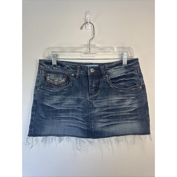 anchor blue Dresses & Skirts - Anchor Blue Mini Skirt Hip Hugger Vintage 90s/Y2k Low Rise, 7 Pockets, Raw Edge